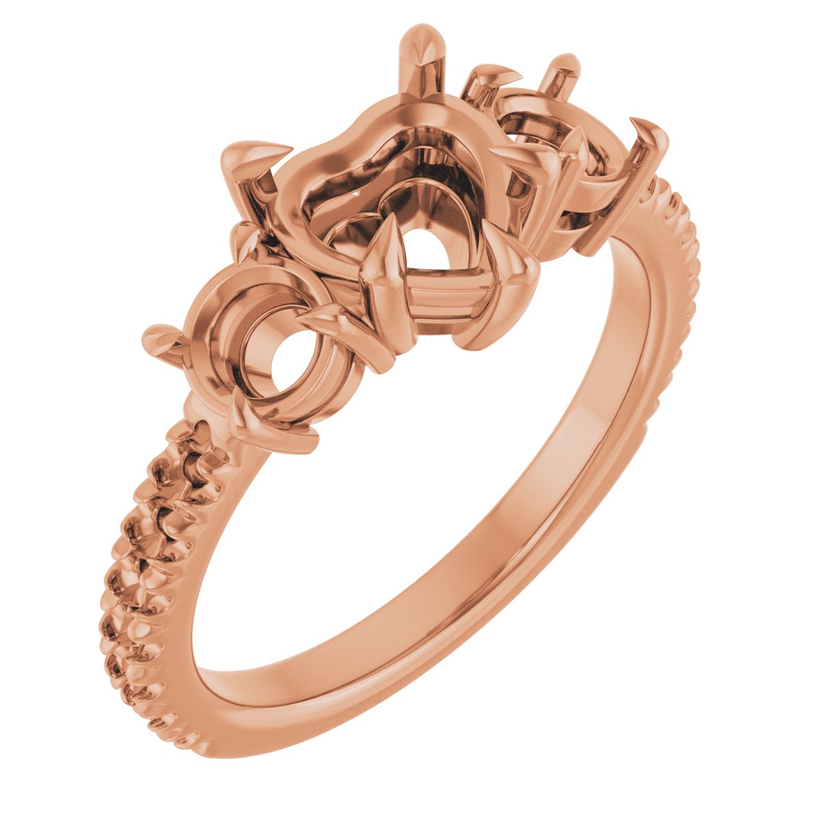 Claw-Prong Three-Stone Engagement Ring