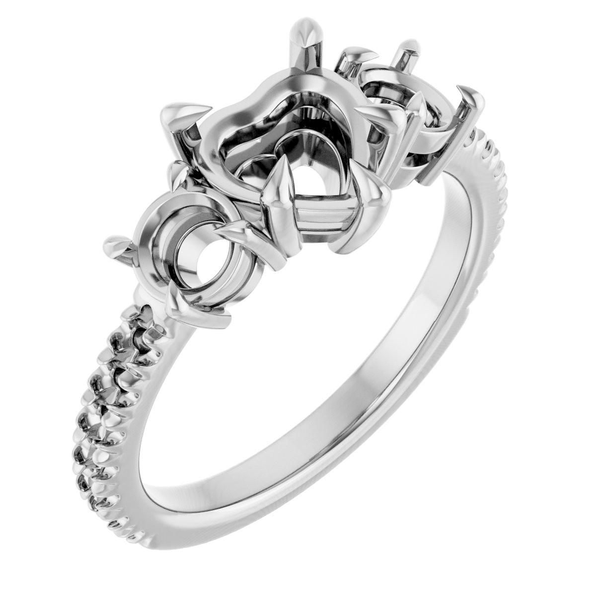 Claw-Prong Three-Stone Engagement Ring