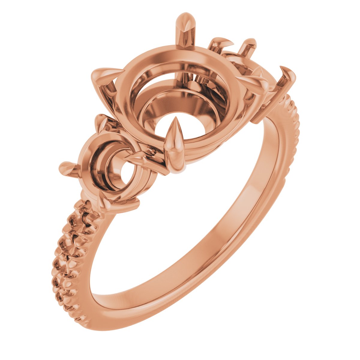 Claw-Prong Three-Stone Engagement Ring