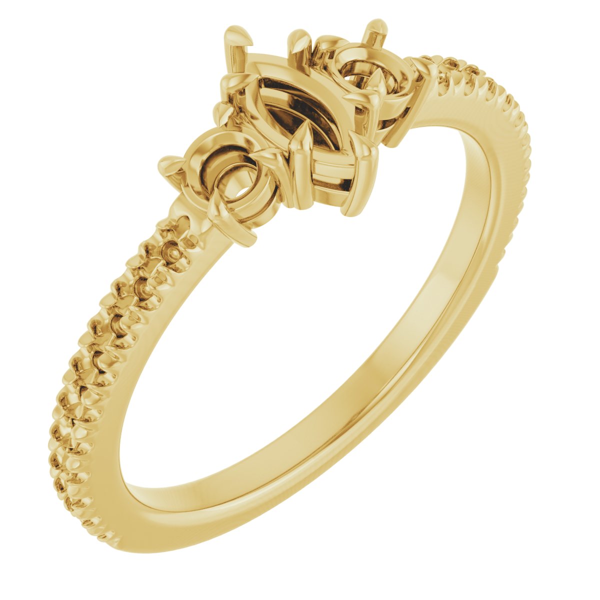 Claw-Prong Three-Stone Engagement Ring