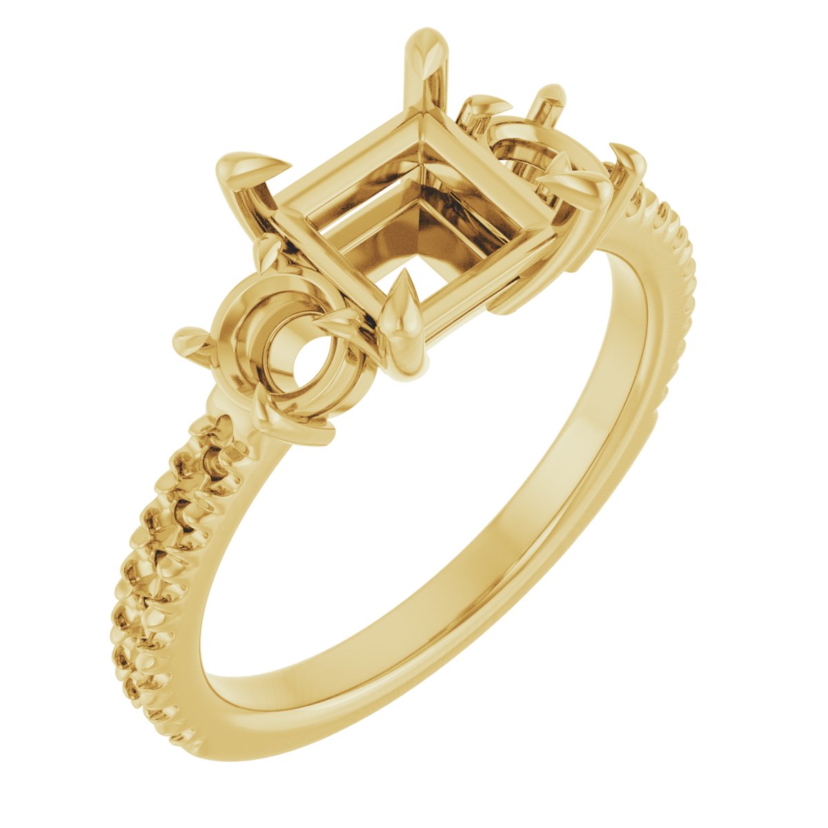 Claw-Prong Three-Stone Engagement Ring