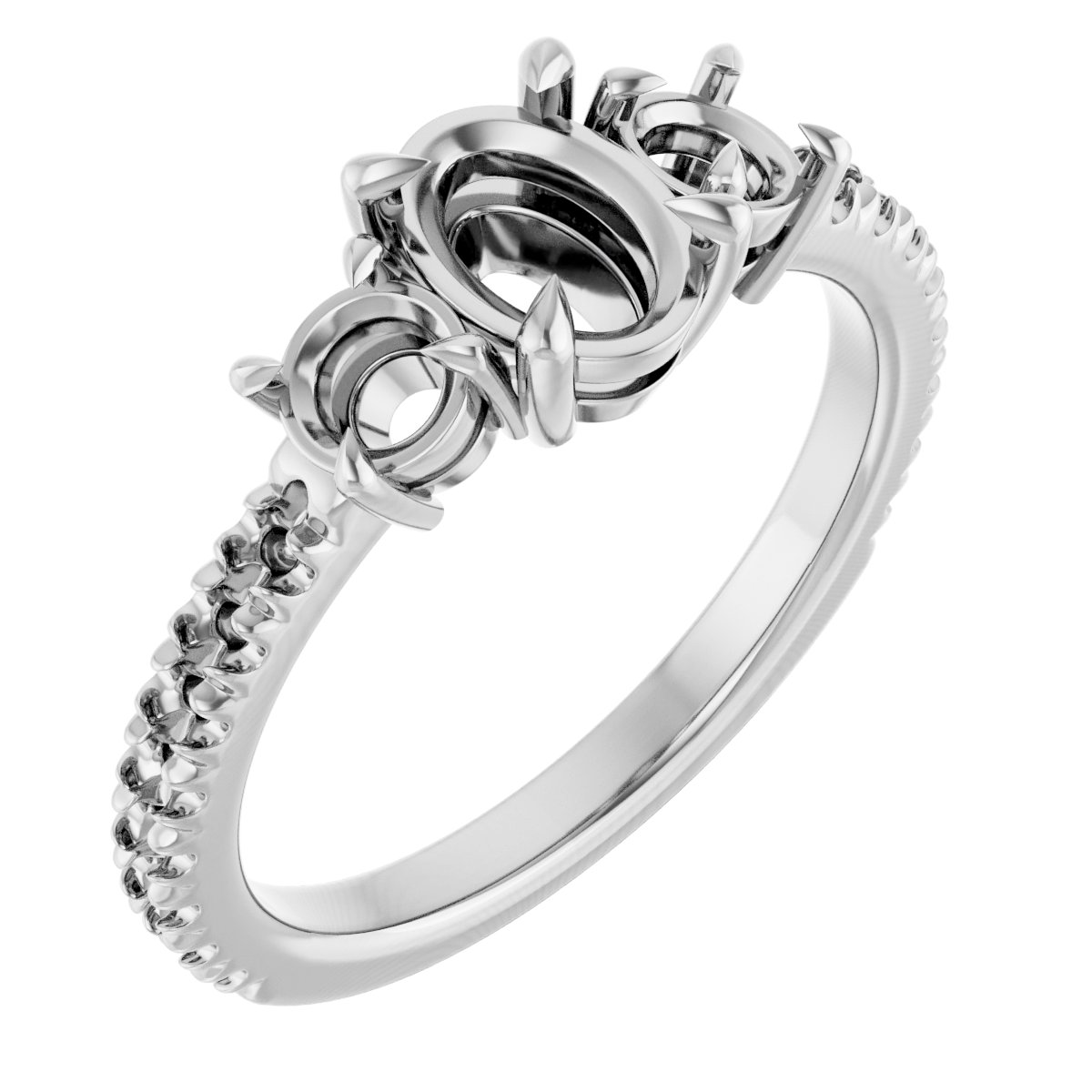 Claw-Prong Three-Stone Engagement Ring