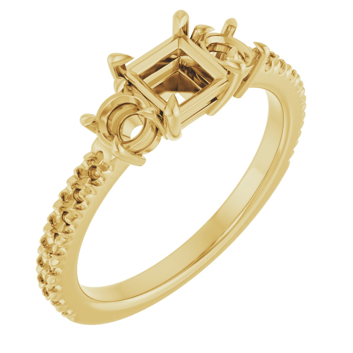 Claw-Prong Three-Stone Engagement Ring
