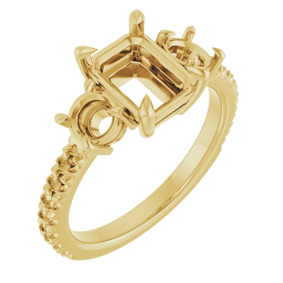 Claw-Prong Three-Stone Engagement Ring