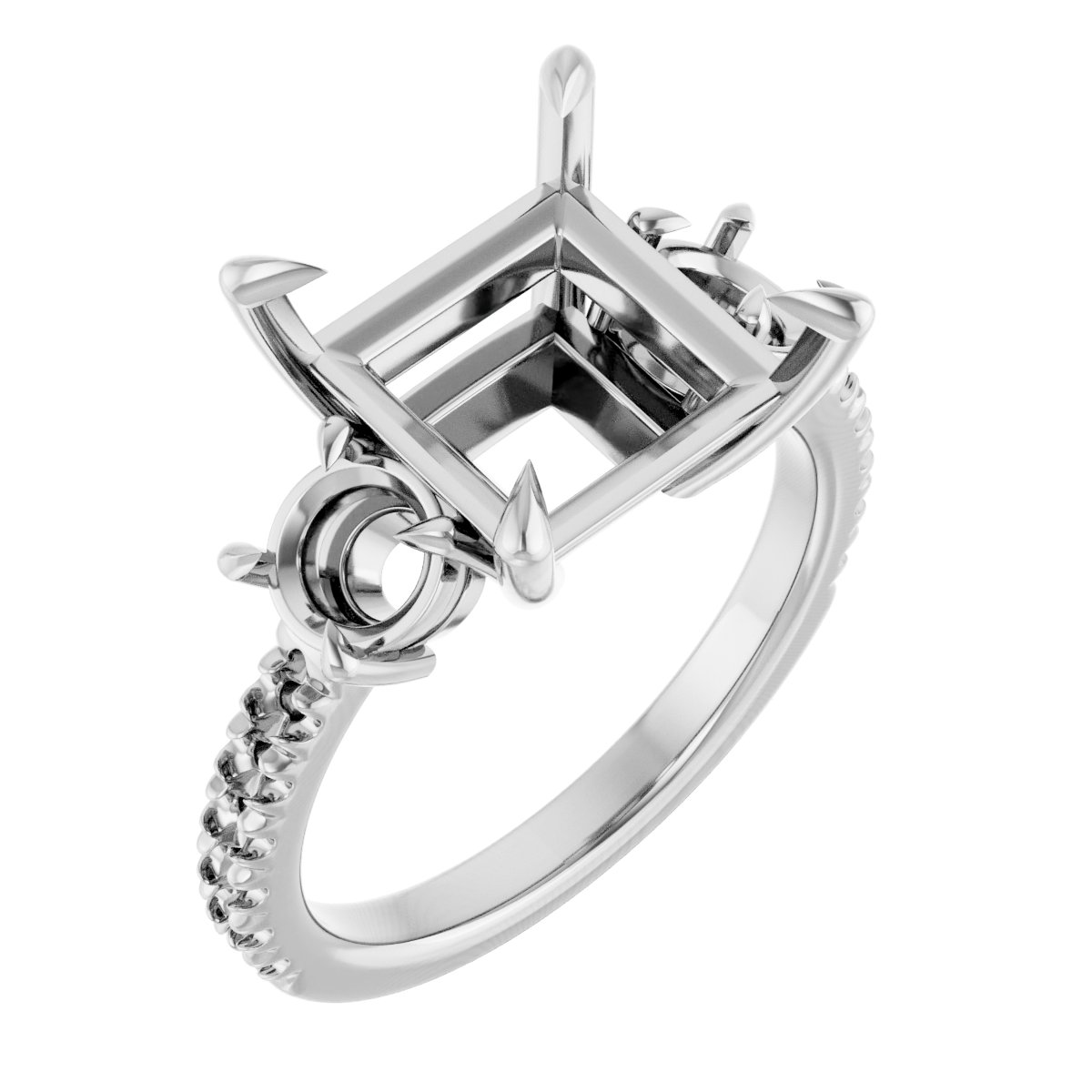 Claw-Prong Three-Stone Engagement Ring