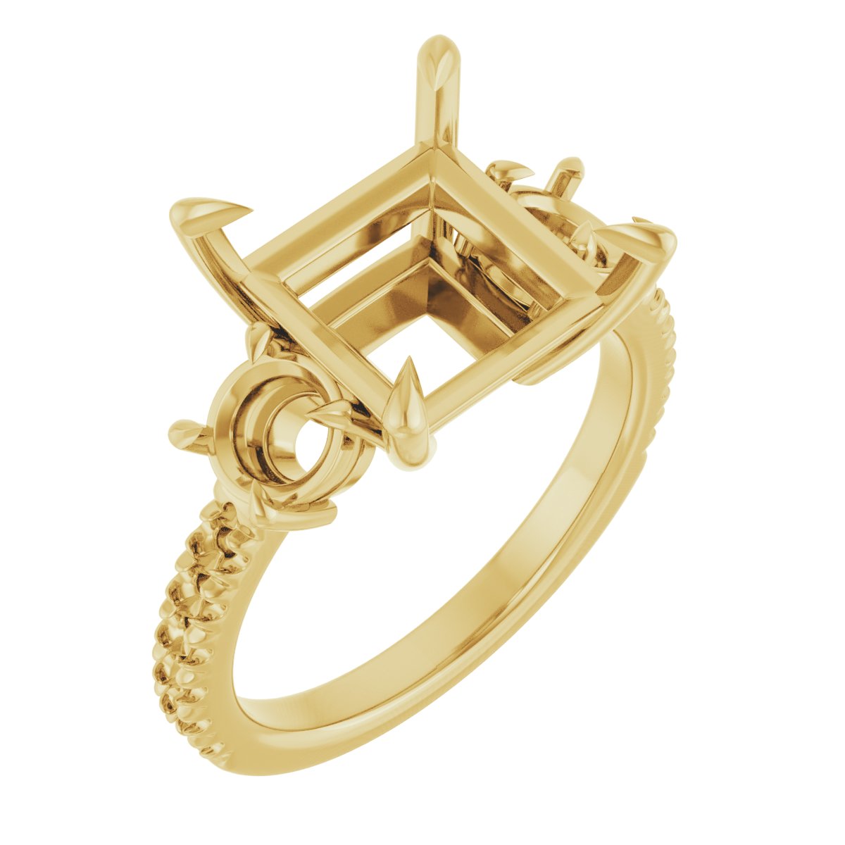 Claw-Prong Three-Stone Engagement Ring