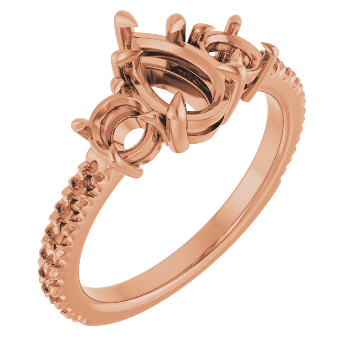 Claw-Prong Three-Stone Engagement Ring