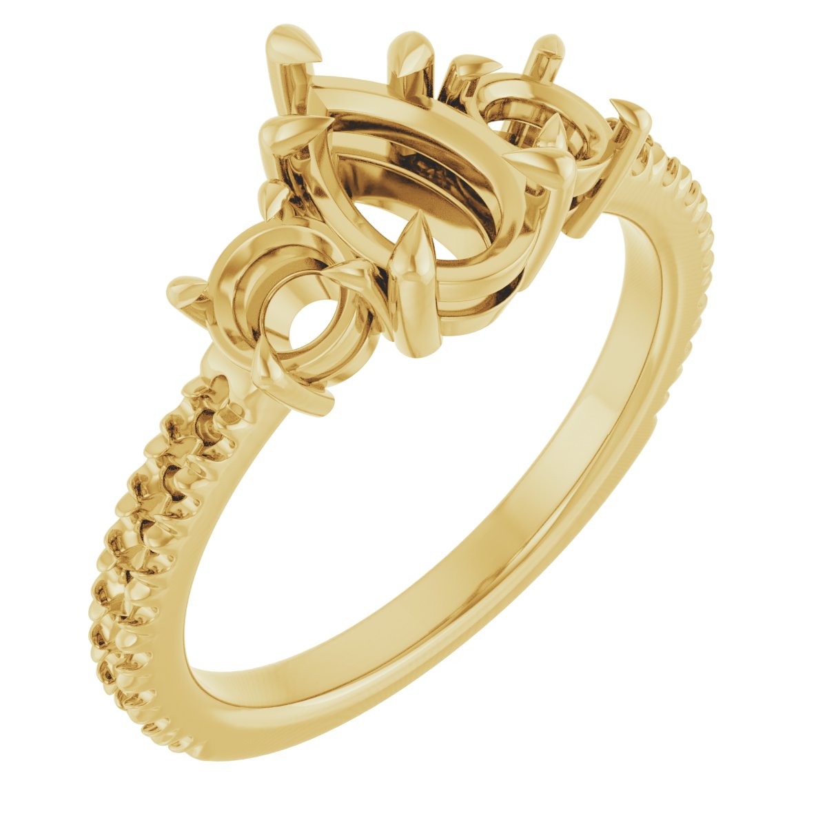 Claw-Prong Three-Stone Engagement Ring