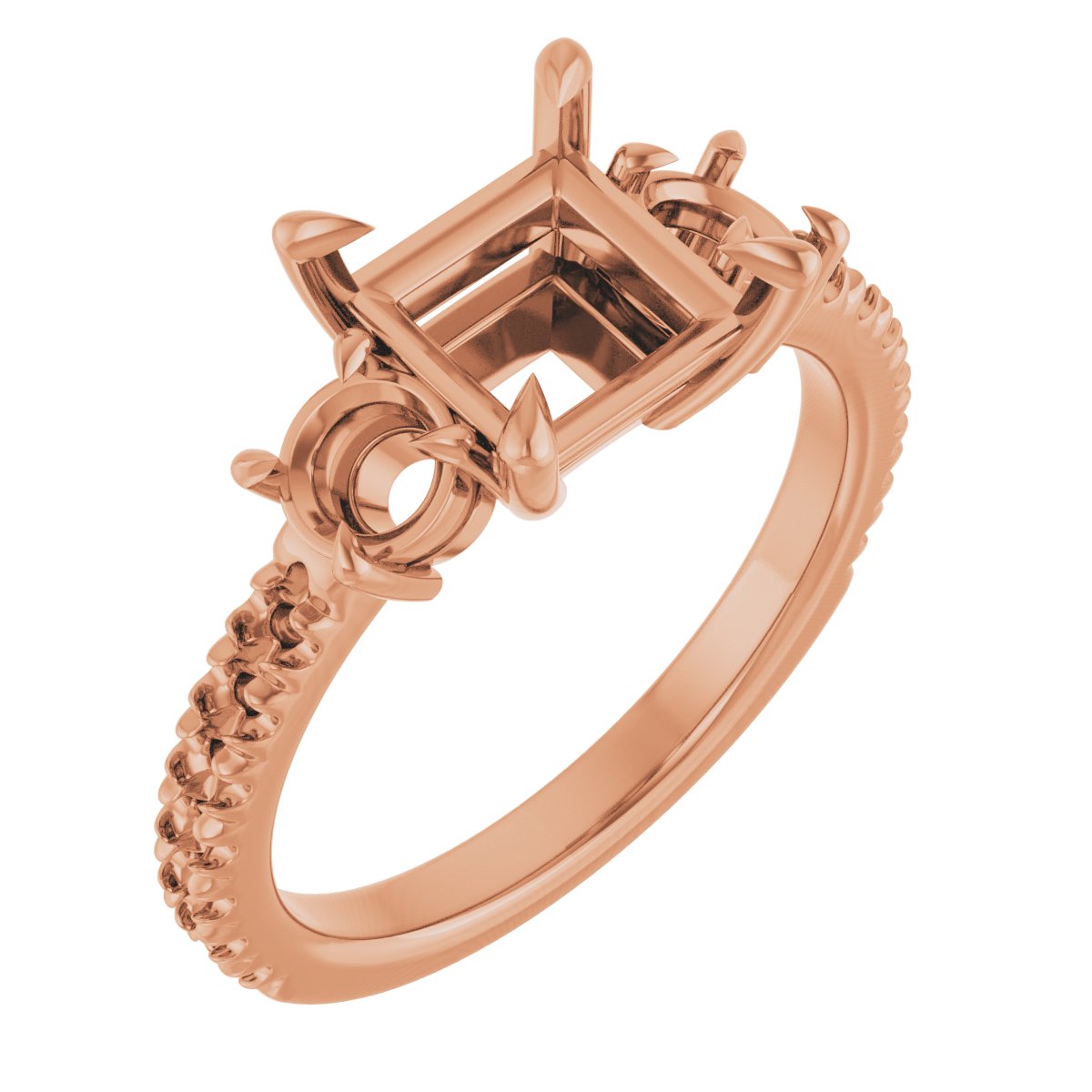Claw-Prong Three-Stone Engagement Ring
