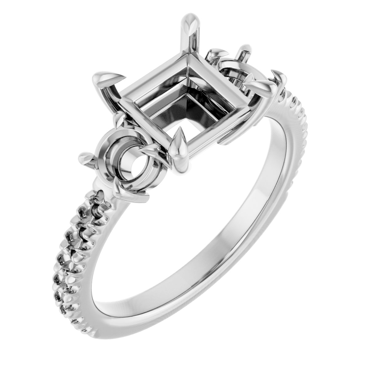 Claw-Prong Three-Stone Engagement Ring
