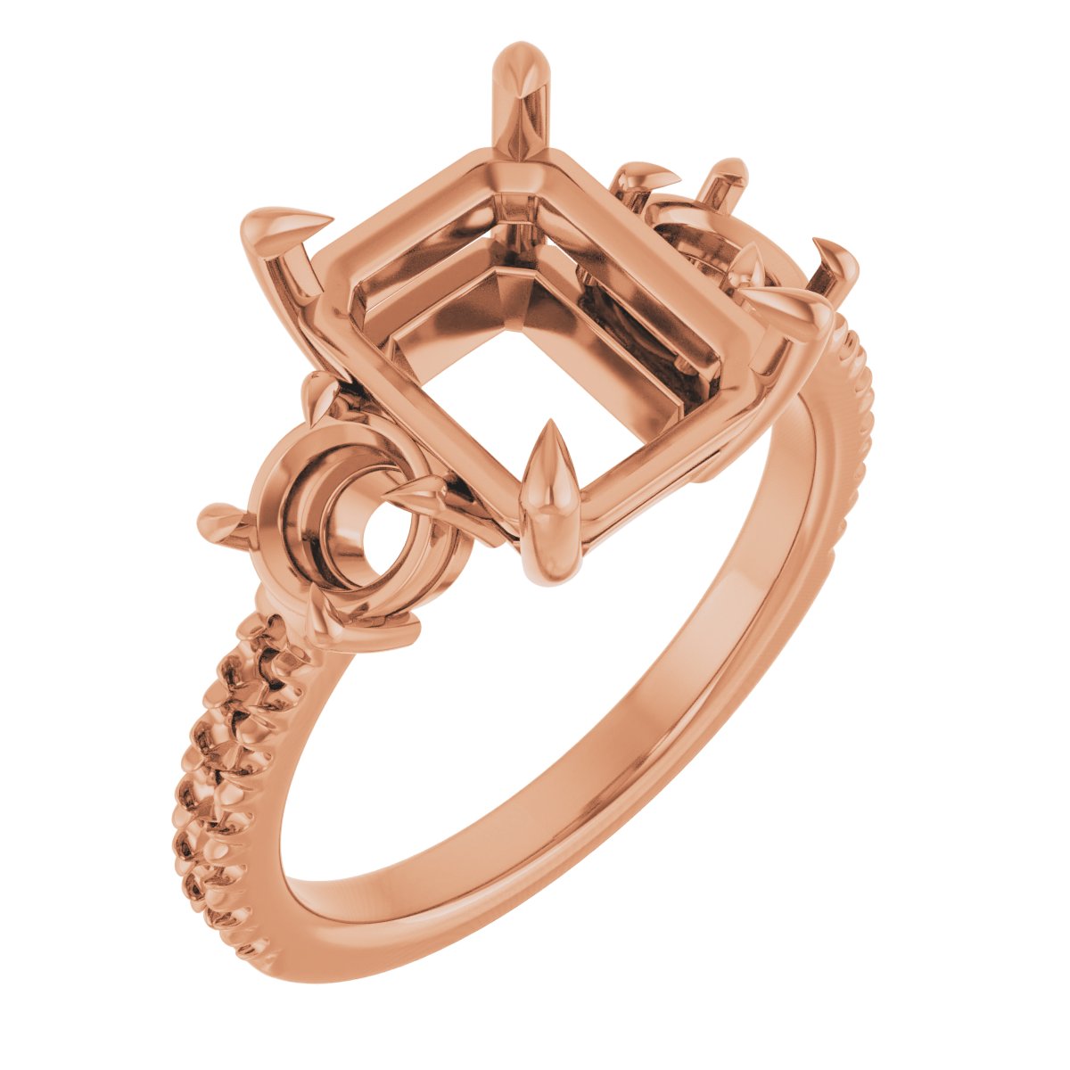 Claw-Prong Three-Stone Engagement Ring