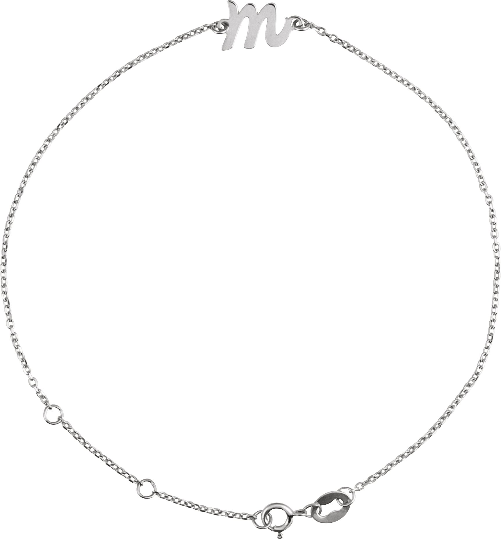 Sterling Silver Initial M 6 1/2-7 1/2 Bracelet