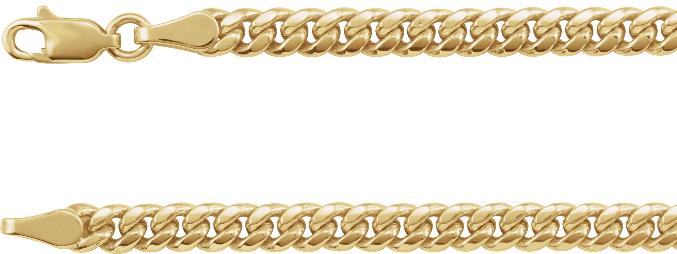 14K Yellow 4.4 mm Hollow Miami Cuban Curb 18 Chain