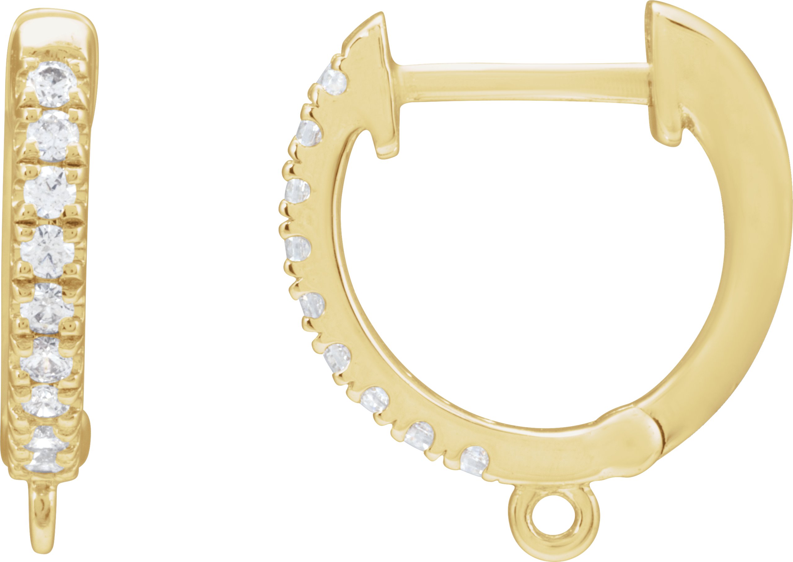 14K Yellow 1/10 CTW Lab-Grown Diamond Hinged 11.8 mm Hoop Earring Top