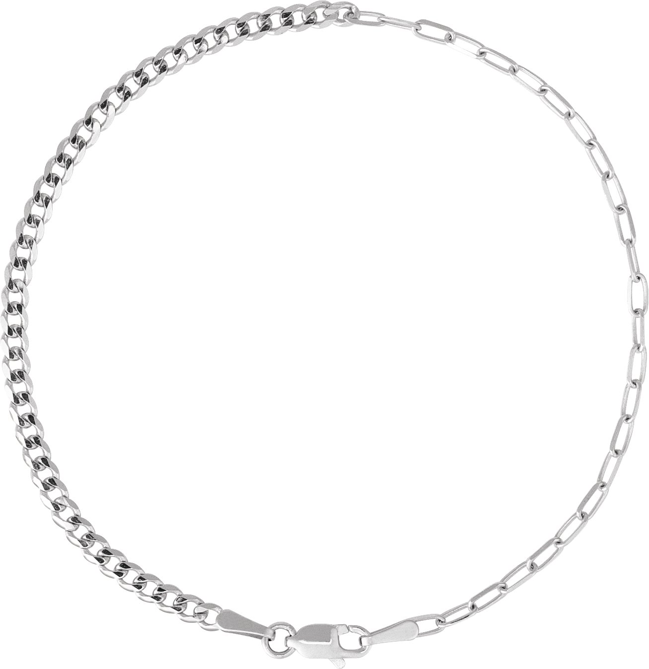 Sterling Silver 2.7 mm Curb & Paperclip-Style 7 Chain