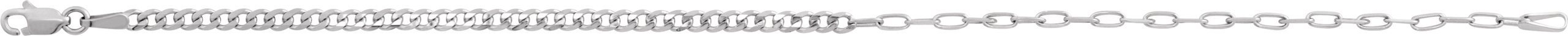 Sterling Silver 2.7 mm Curb & Paperclip-Style 7 Chain