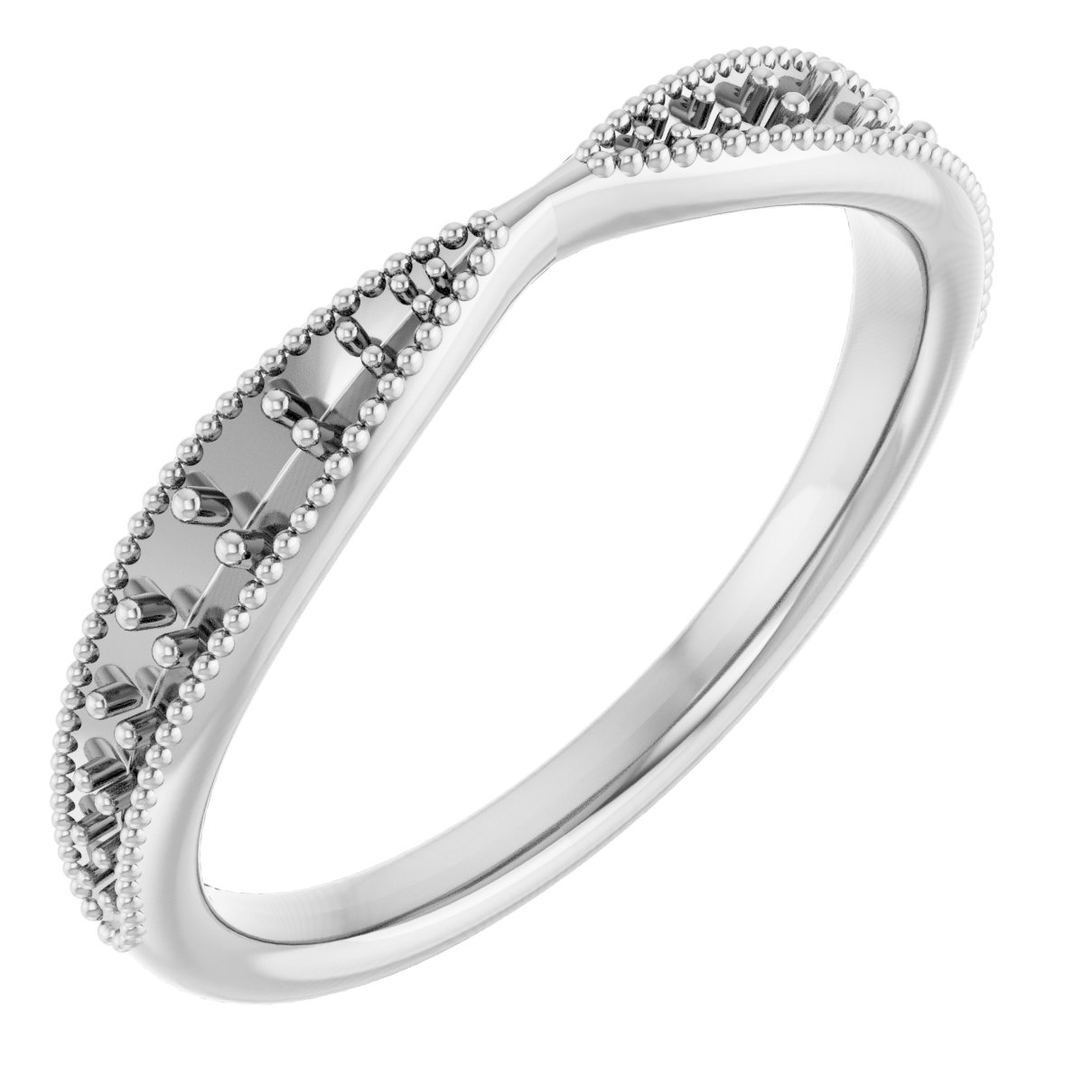 Milgrain Edge Accented Contour Band