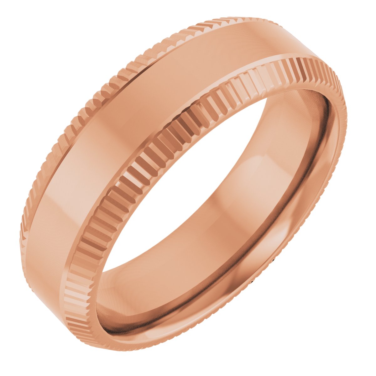 Beveled-Edge Grooved Comfort-Fit Half Round Band