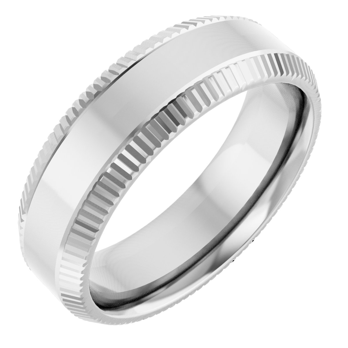 Beveled-Edge Grooved Comfort-Fit Half Round Band
