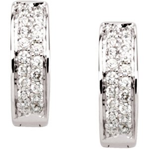 14K White 1/3 CTW Diamond Hoop Earrings