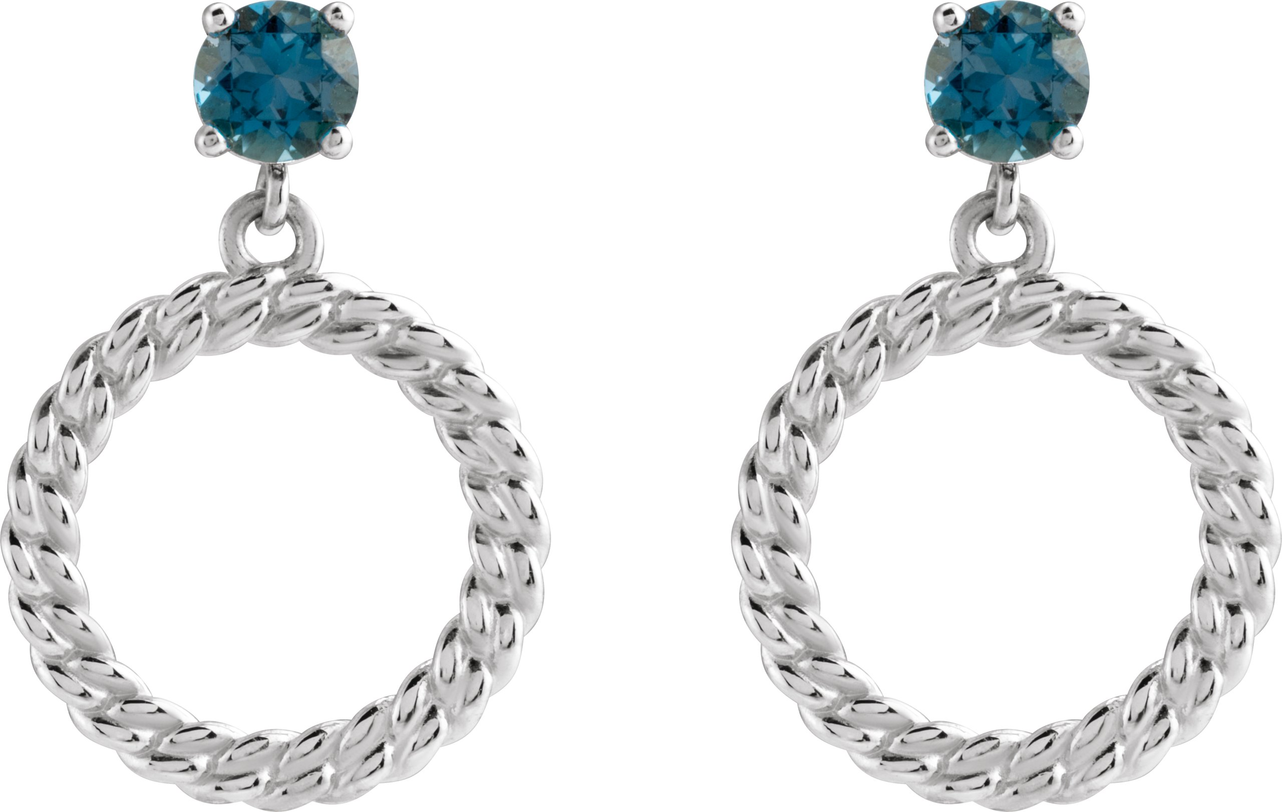 Natural London Blue Topaz Chain Link Earrings view 2