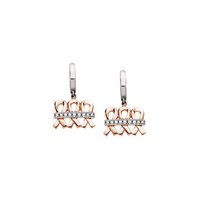 14K Rose & White 25.5x15.75 mm .09 CTW Diamond Dangle Earrings