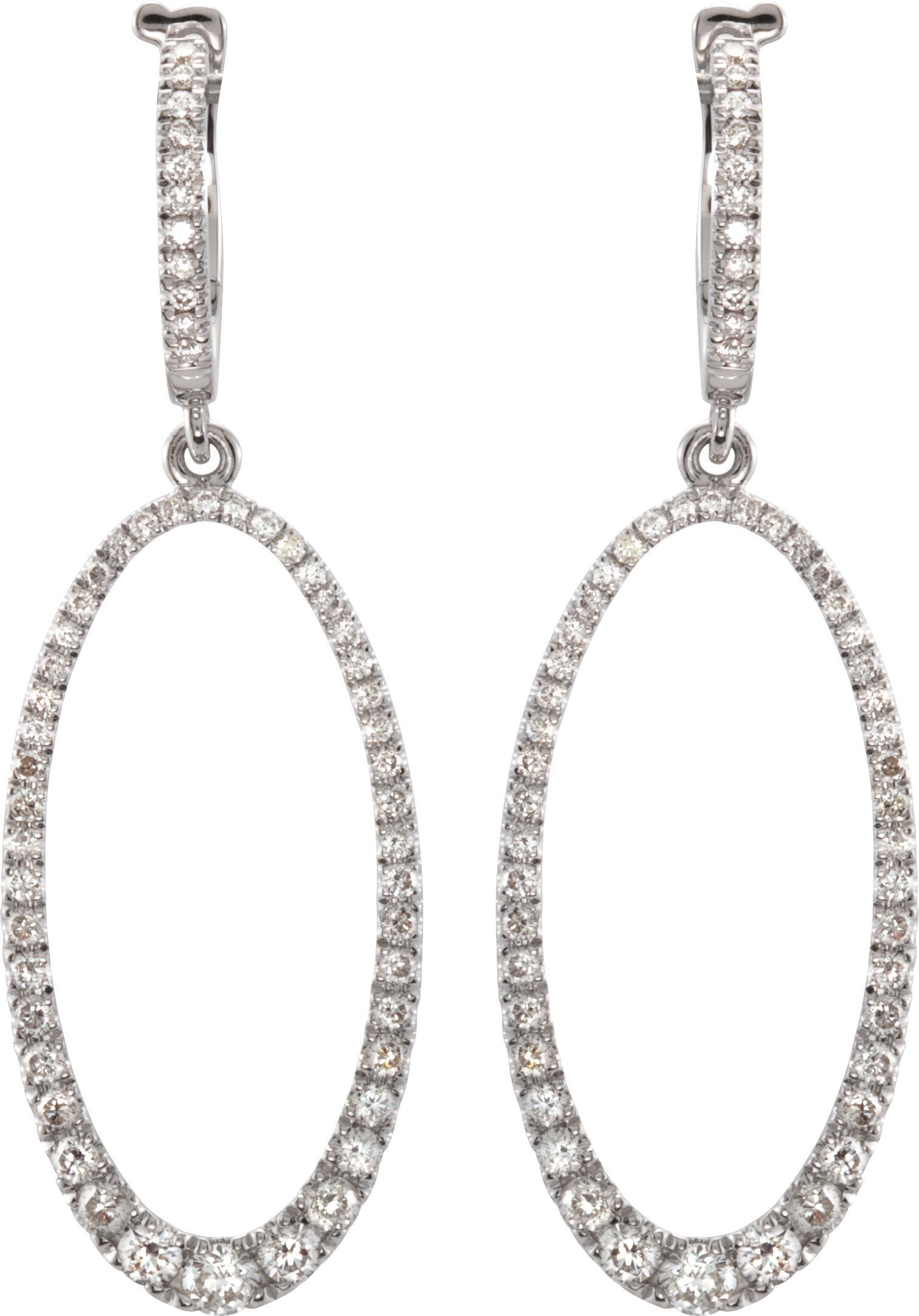 14K White 1 1/4 CTW Diamond Oval Silhouette Earrings 