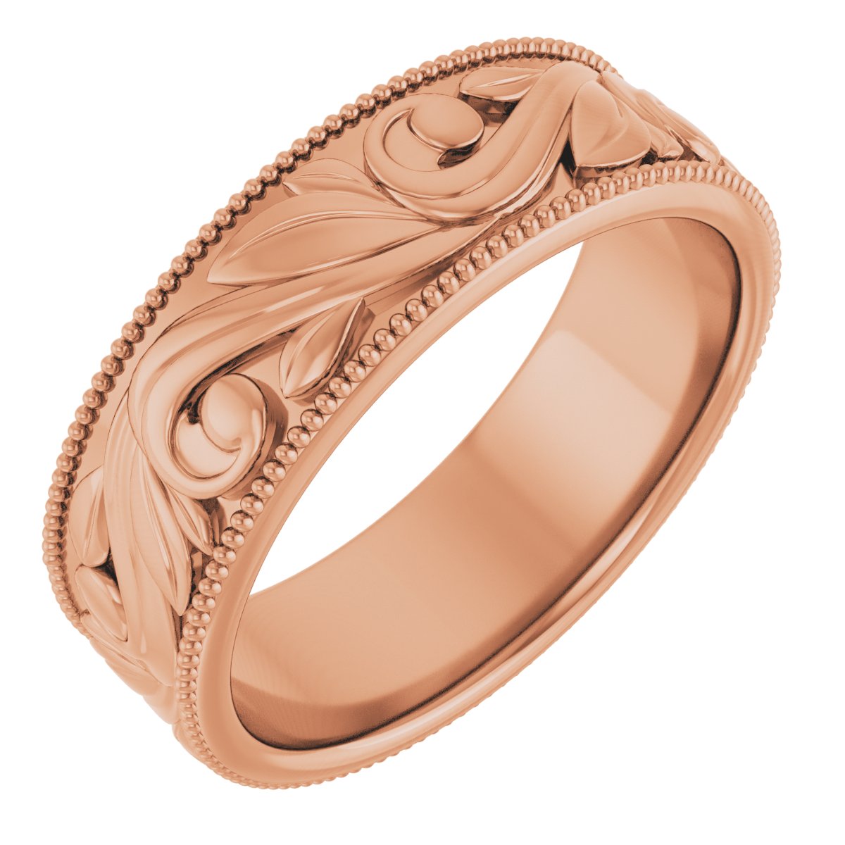 10K Rose 6.1 mm Floral-Inspired Band Size 7