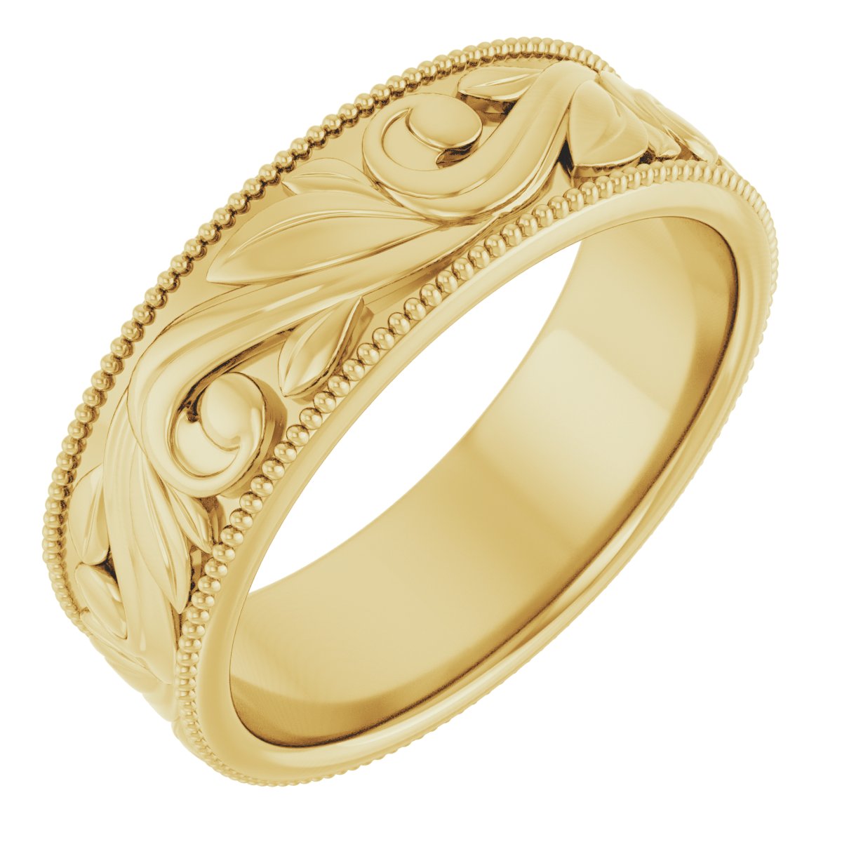 10K Yellow 6.1 mm Floral-Inspired Band Size 7