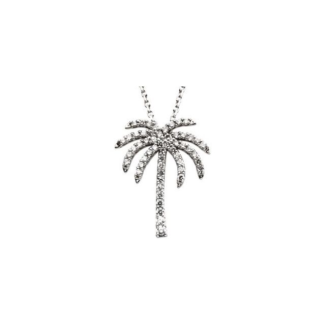 14K White 1/4 CTW Natural Diamond Palm Tree 16" Necklace