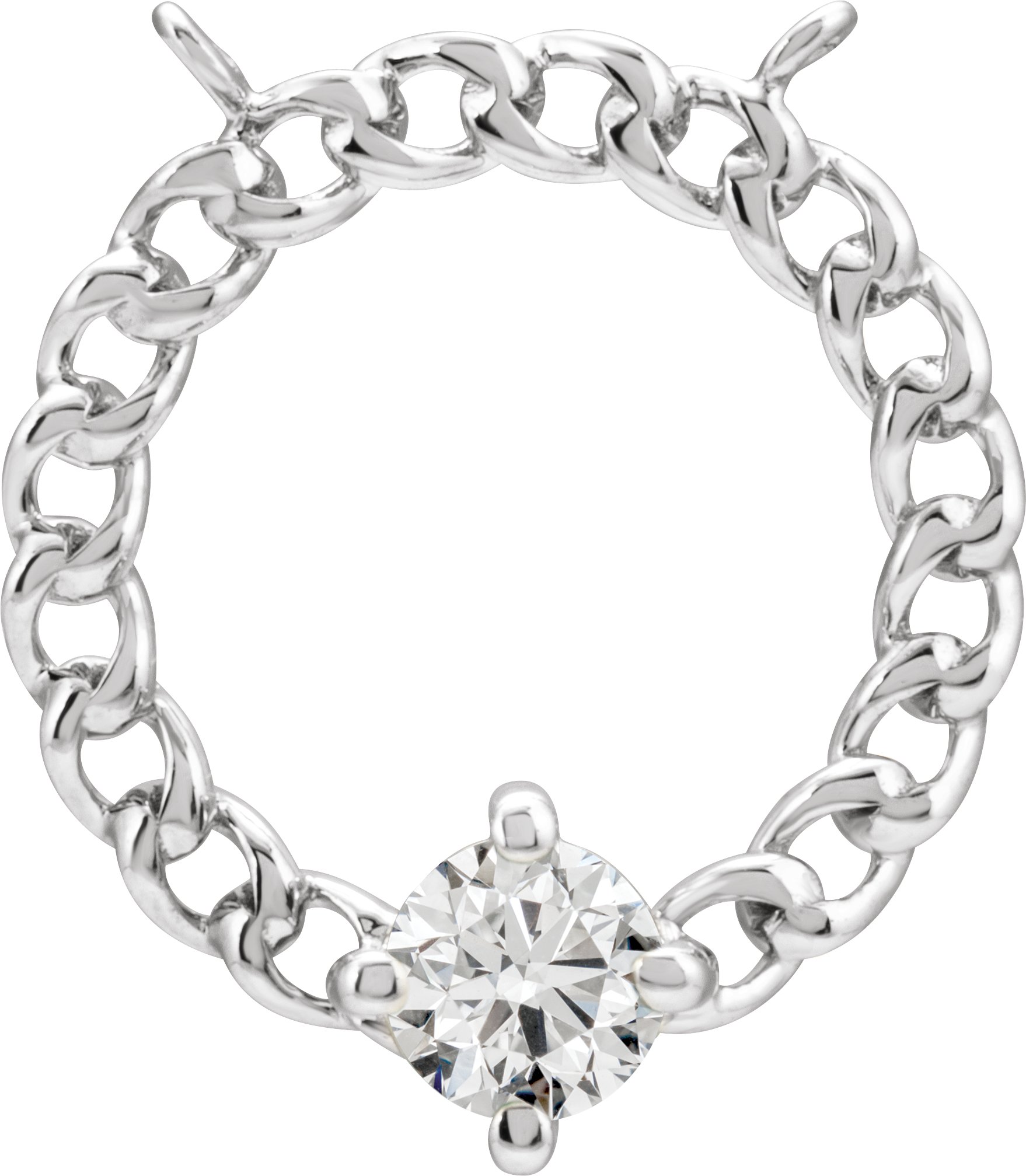 Curb Link Solitaire Necklace Center