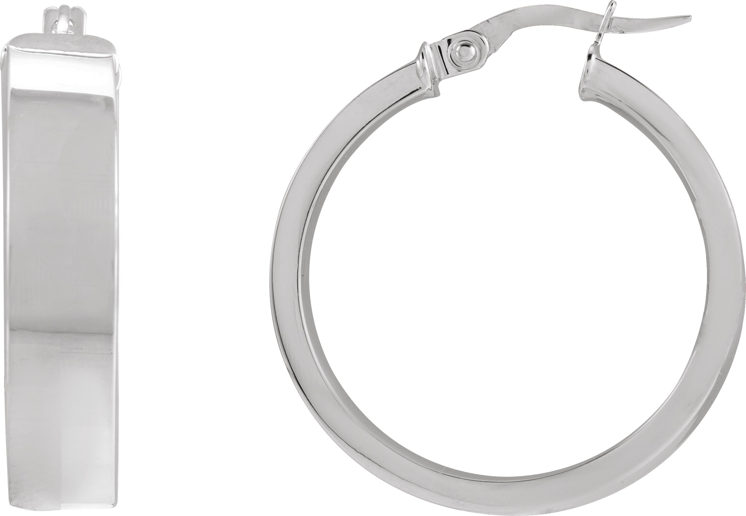 Sterling Silver Flat Tube 23 mm Hoop Earrings