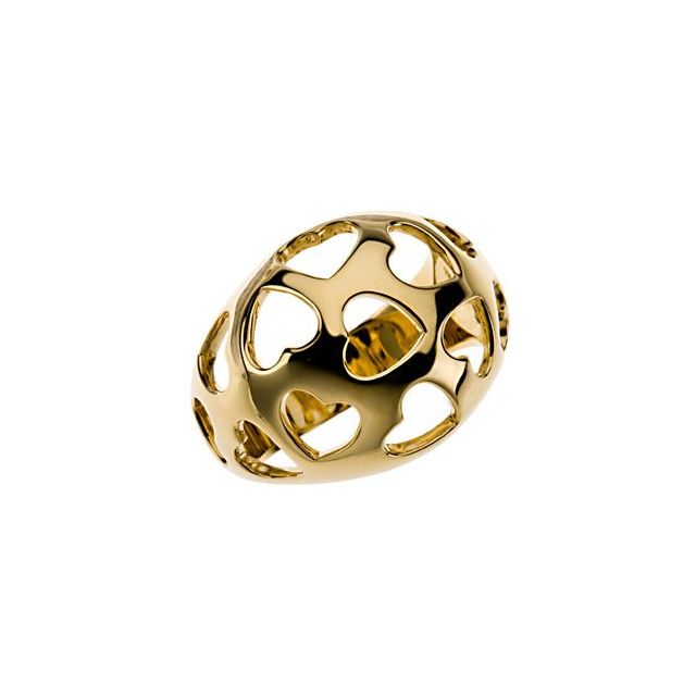 14K Yellow Fashion Dome Ring with Hearts