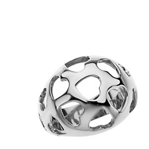 Sterling Silver Fashion Dome Ring with Hearts