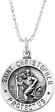 Sterling Silver 15 mm St. Christopher Medal 18