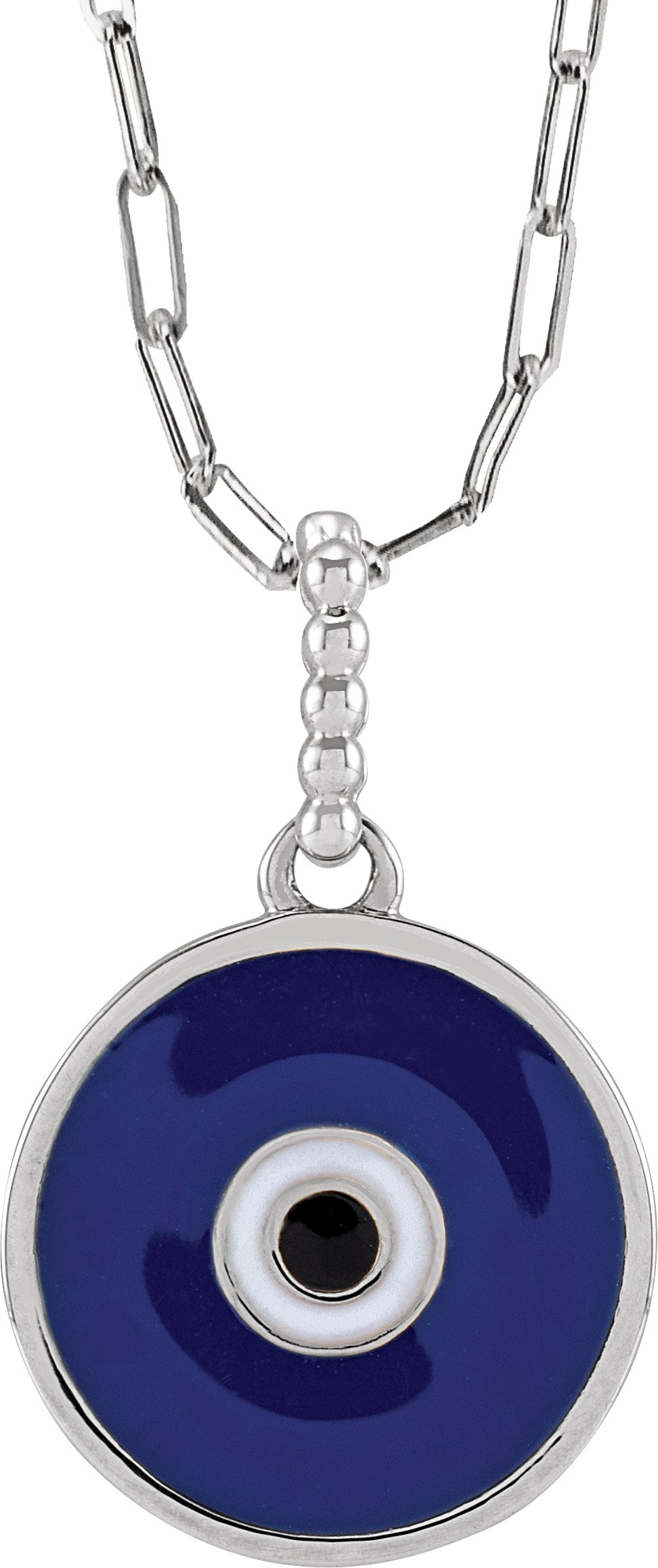 14K White Blue Enamel Evil Eye 18 inch Necklace Ref 21734247