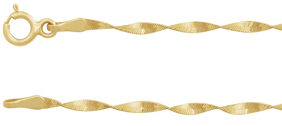 14K Yellow 1.6 mm Twisted Herringbone 16