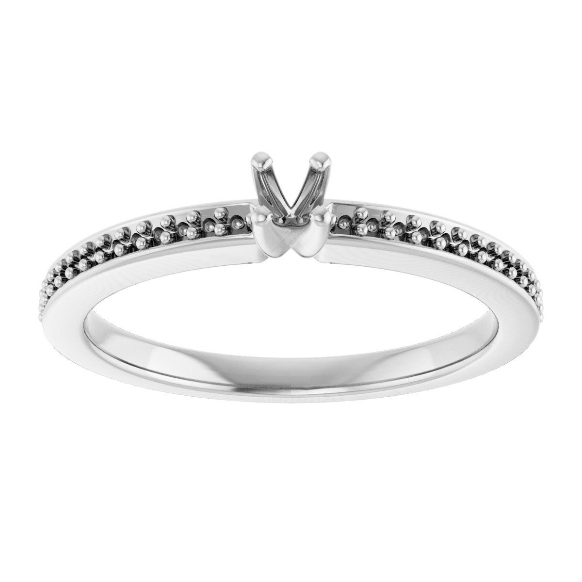 18K White Gold 2.75 mm Round Engagement Ring Mounting