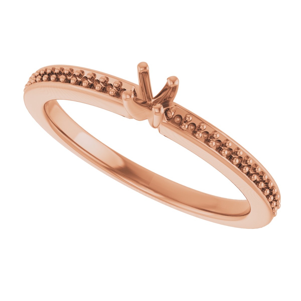 18K Rose Gold 2.75 mm Round Engagement Ring Mounting fully set