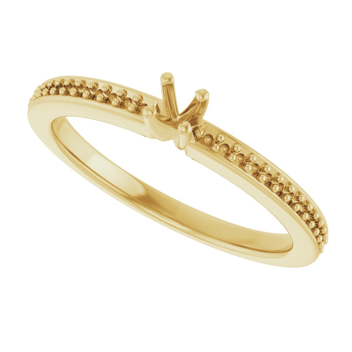 14K Yellow Gold 2.75 mm Round Engagement Ring Mounting fully set