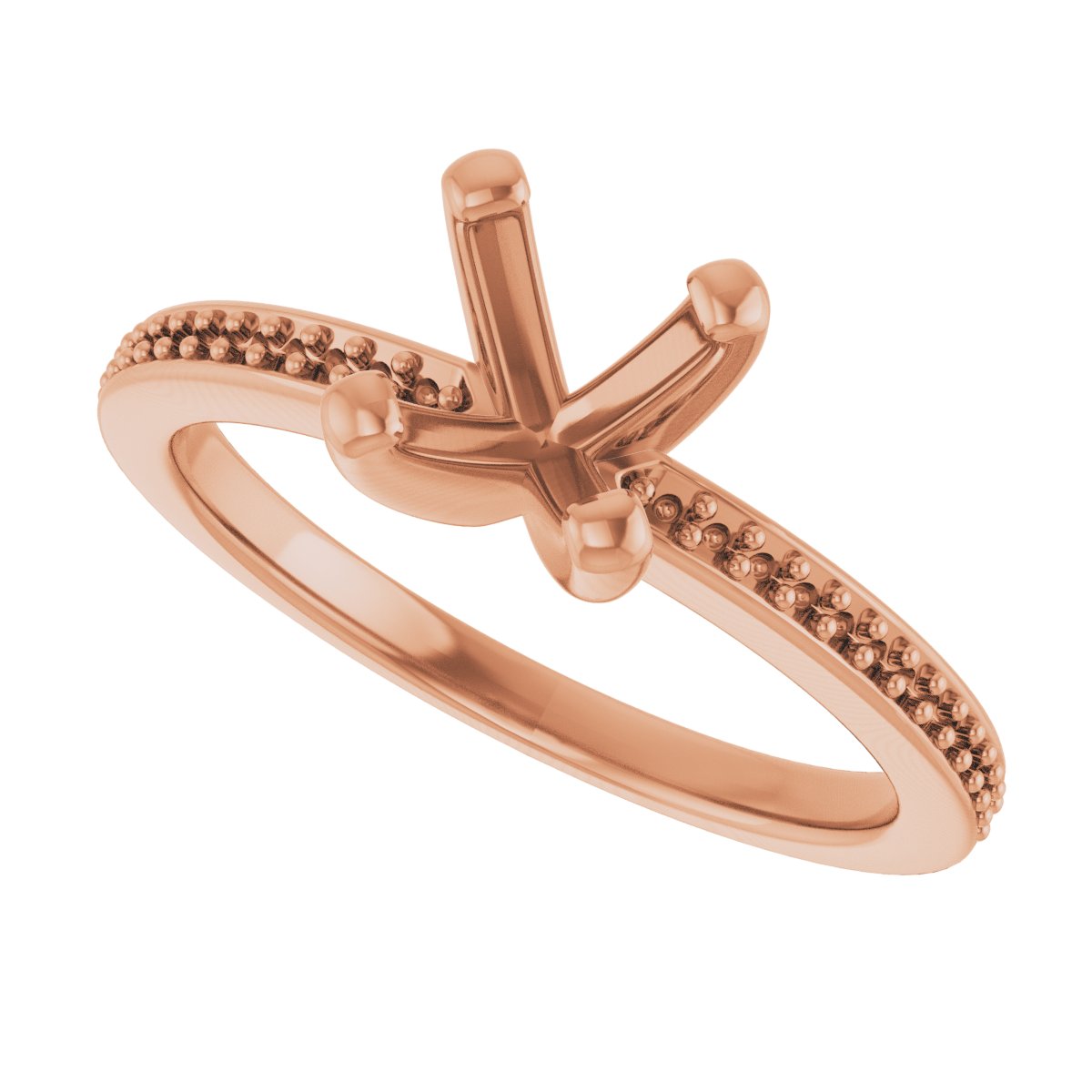 18K Rose Gold 6 mm Cushion Engagement Ring Mounting fully set