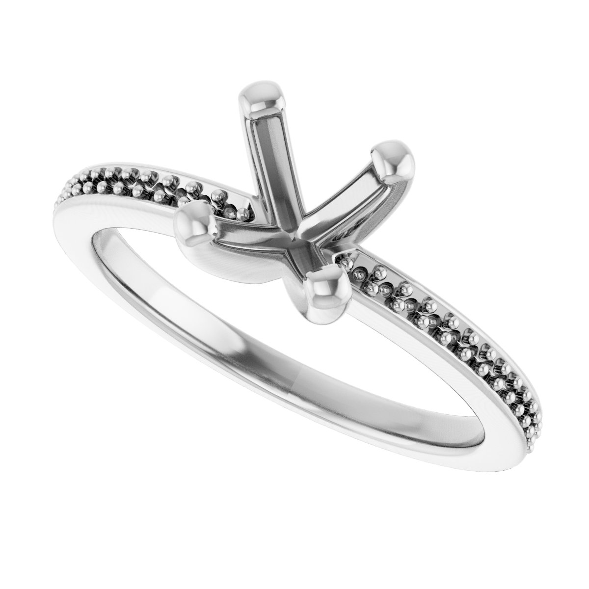 Platinum 6 mm Cushion Engagement Ring Mounting fully set