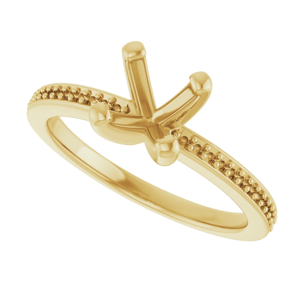 14K Yellow Gold 6 mm Cushion Engagement Ring Mounting fully set