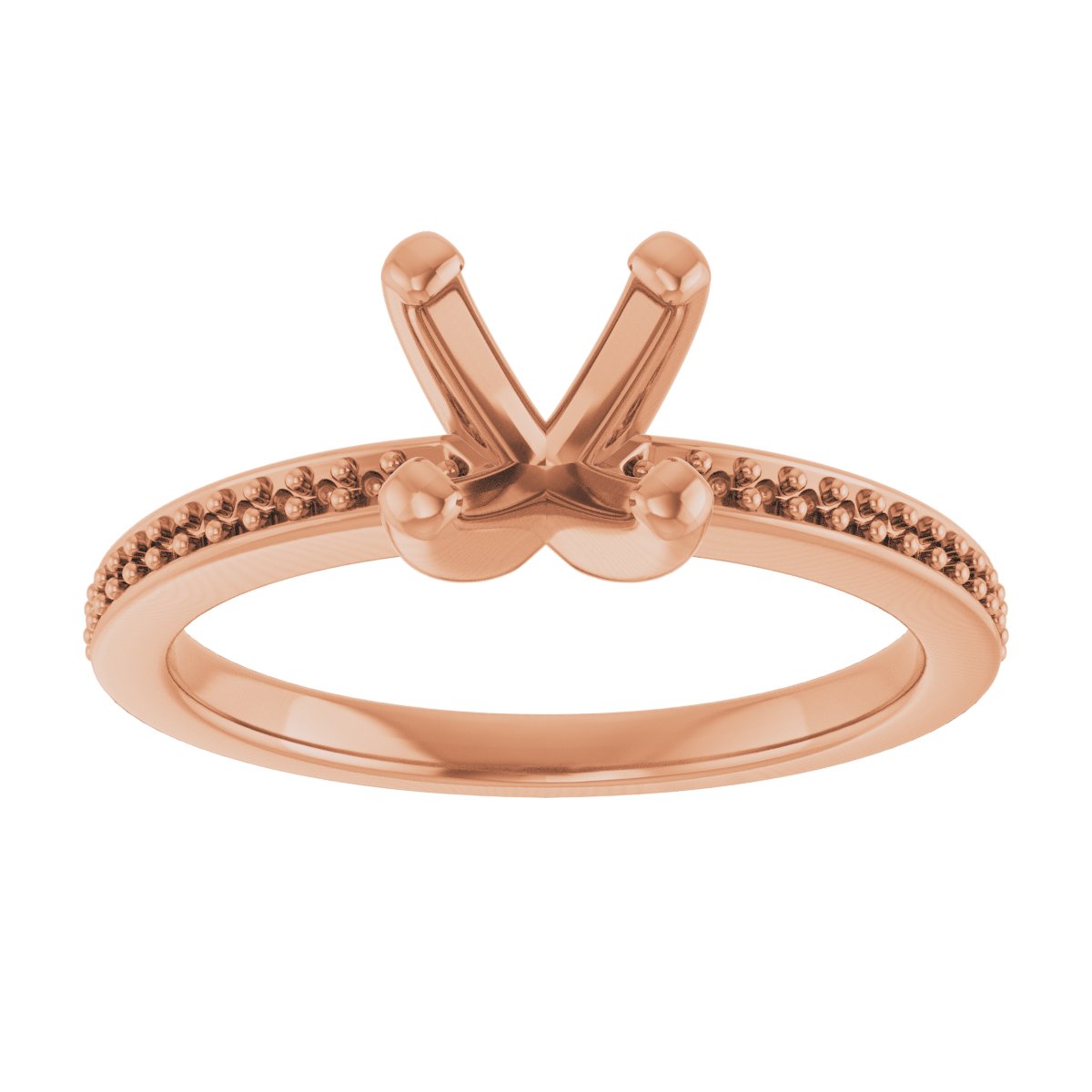 18K Rose Gold 6 mm Cushion Engagement Ring Mounting