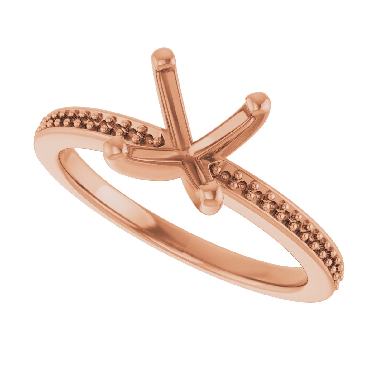 14K Rose Gold 7.4 mm Round Engagement Ring Mounting fully set