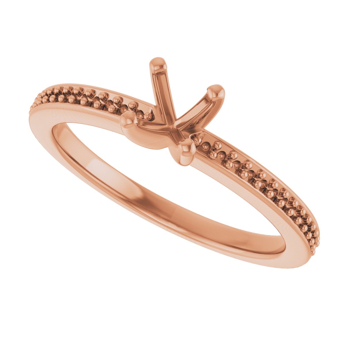 18K Rose Gold 4.8 mm Round Engagement Ring Mounting fully set
