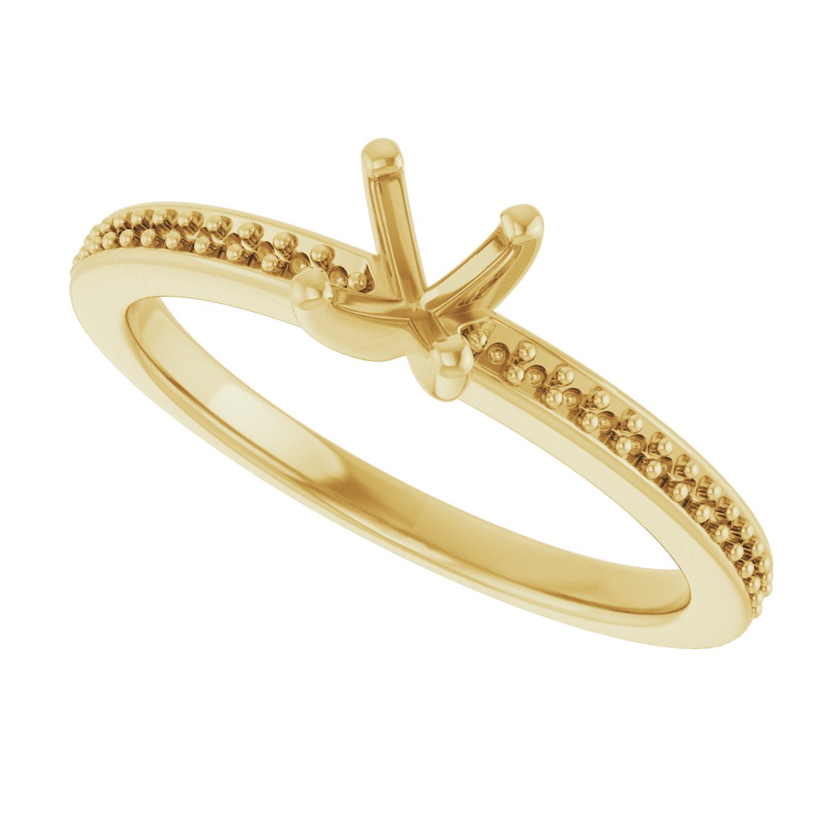 18K Yellow Gold 4.8 mm Round Engagement Ring Mounting fully set