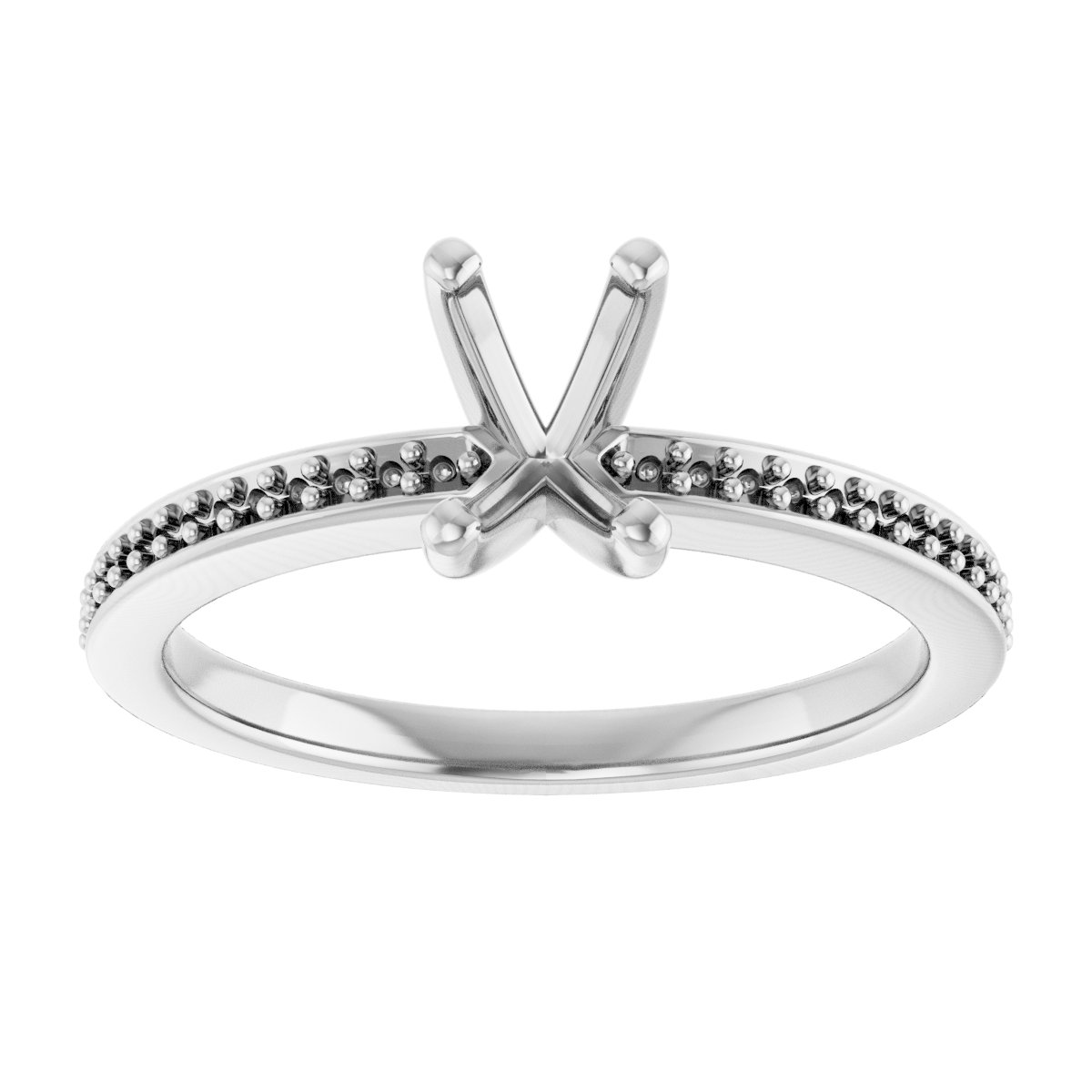 14K White Gold 6x4 mm Emerald Engagement Ring Mounting