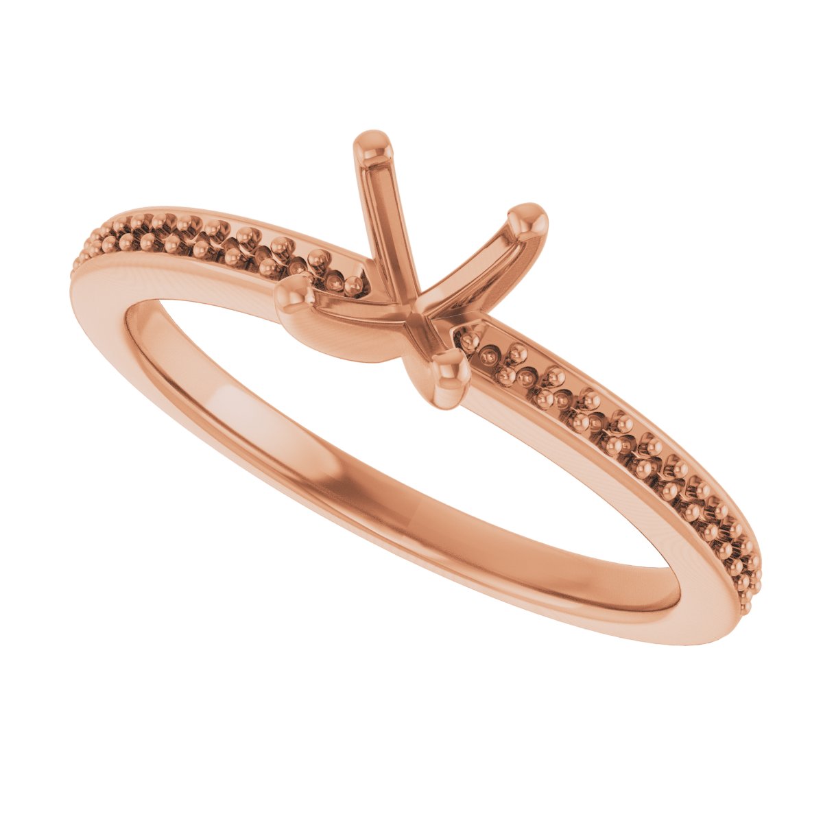 14K Rose Gold 4 mm Square Engagement Ring Mounting fully set