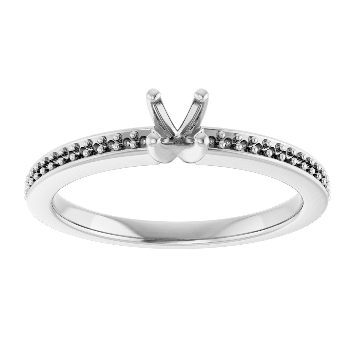 18K White Gold 3.75 mm Round Engagement Ring Mounting